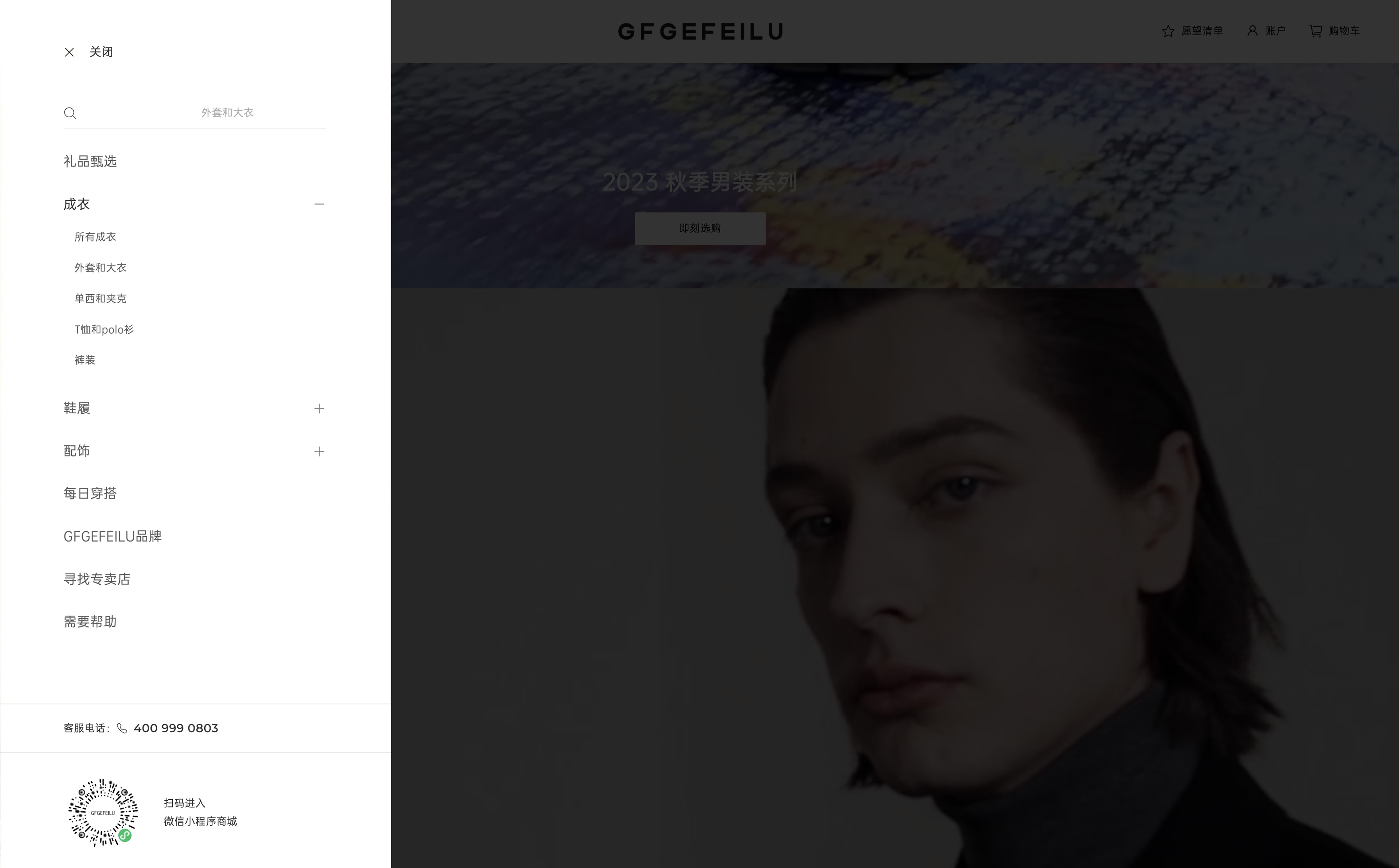 GFGEFEILU网站建设案例_服装网站建设_网站设计_予尚网络